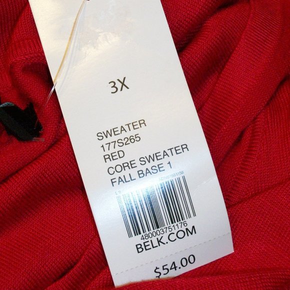 New Directions 3X Red Cowl Neck Sweater Top NWT - Picture 7 of 8